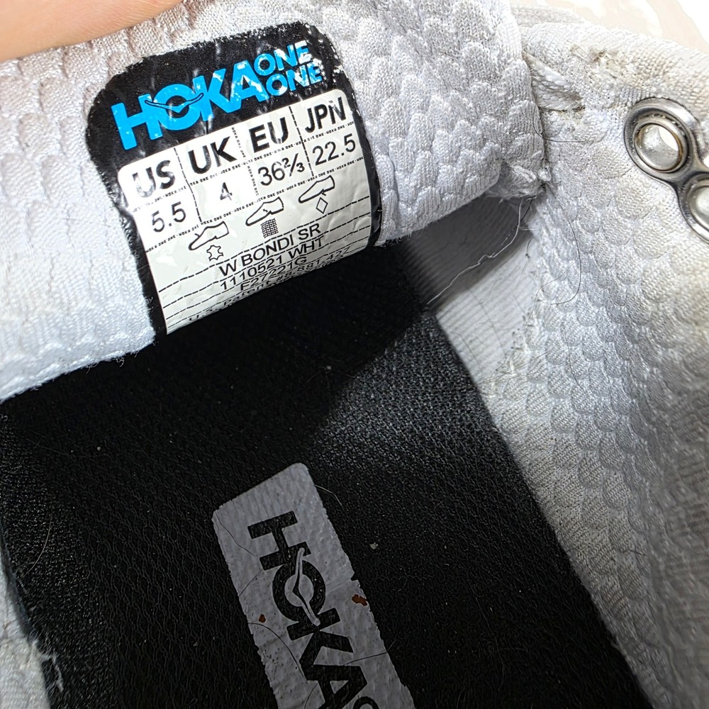 Hoka One One Bondi SR White Leather Walking Shoes 1110521 WHT Womens 5.5 - Picture 8 of 8